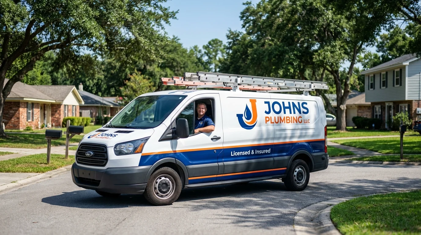 Johns Plumbing LLC service van in Van, TX