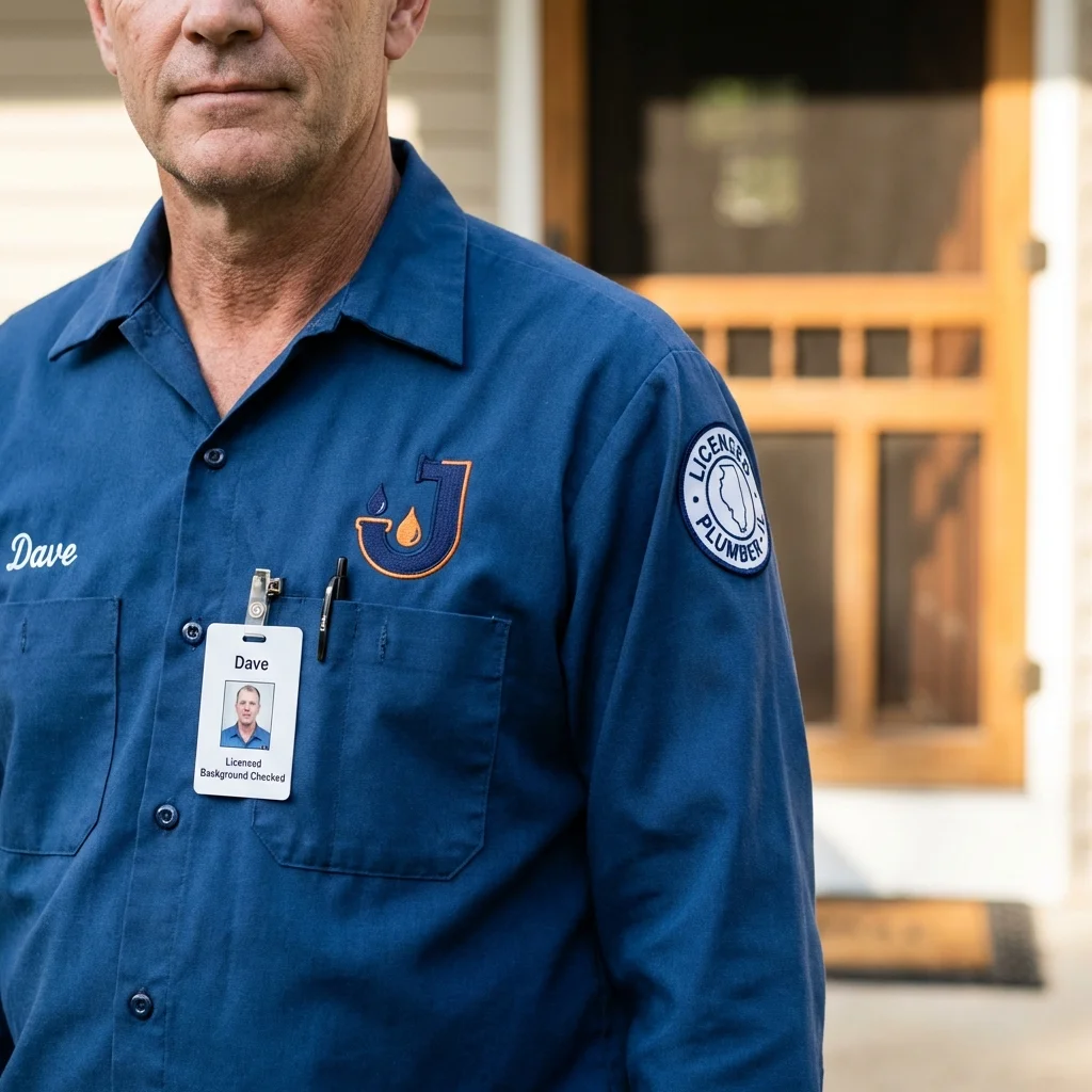 Licensed plumber showing ID badge in Van, TX