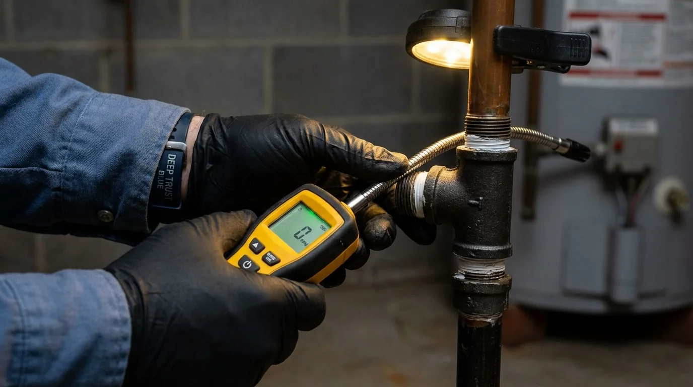 Gas leak detection with electronic sniffer by Johns Plumbing LLC in Van