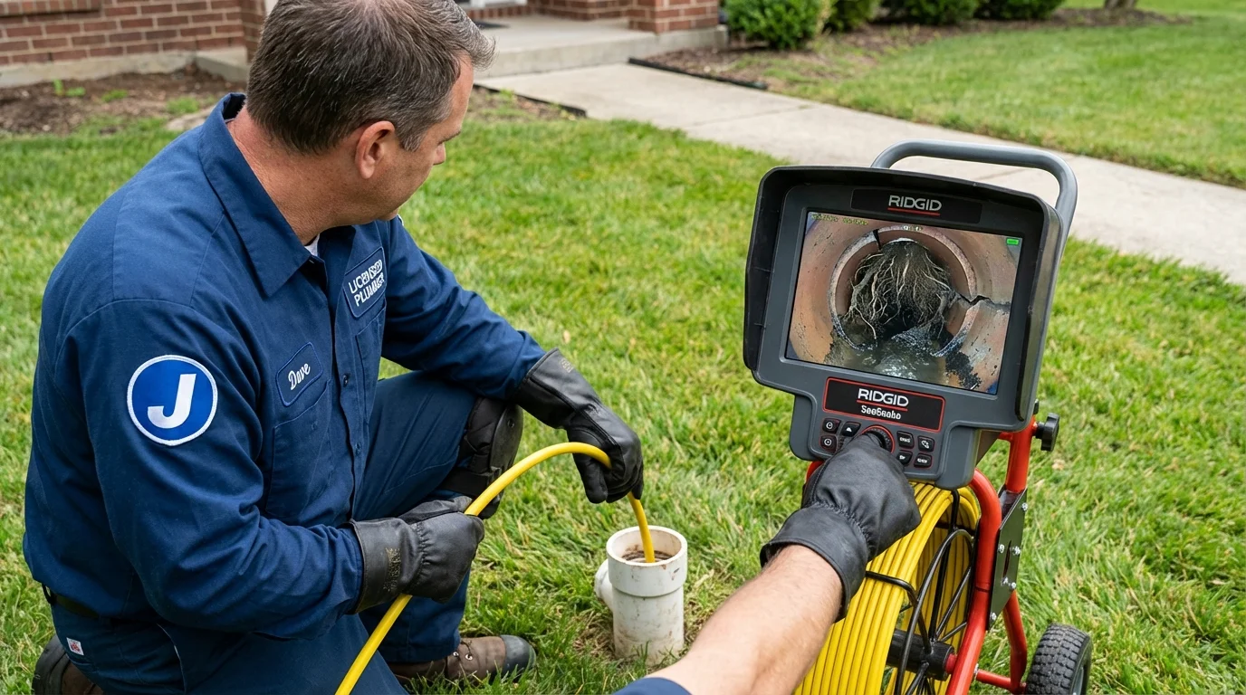 Sewer camera inspection being performed by Johns Plumbing LLC in Van