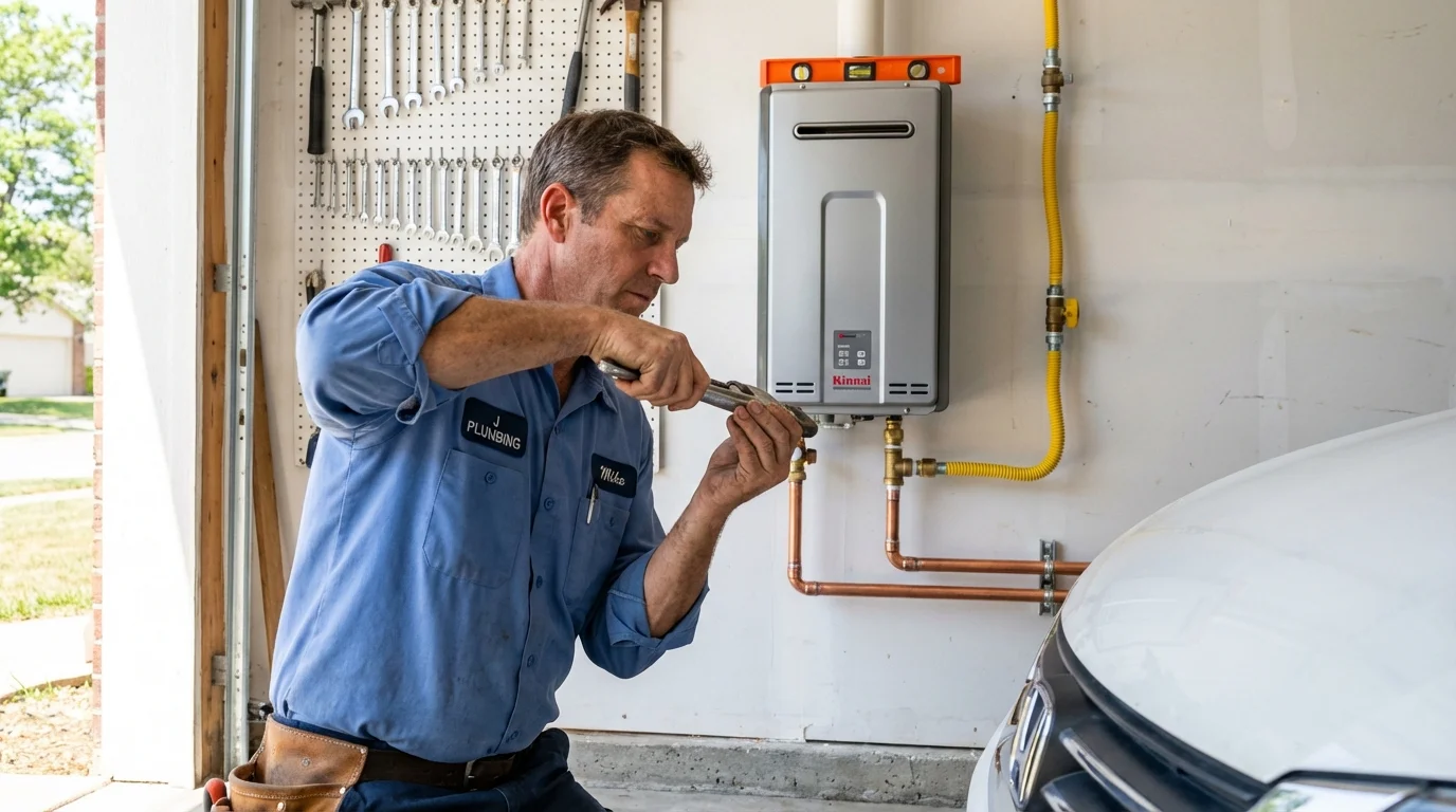 Tankless water heater installation by a Johns Plumbing LLC plumber in Van
